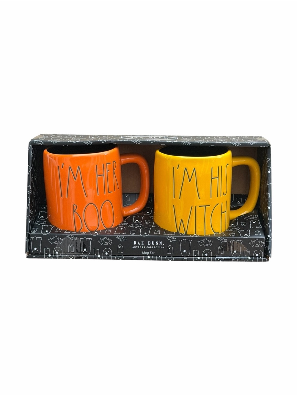 Rae Dunn Magenta Halloween I'm Her Boo I'm His Witch Mug Set New